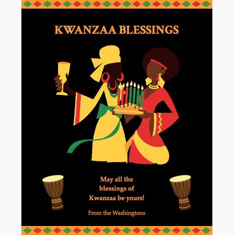Kwanzaa Blessings Two Person Illustration eCard